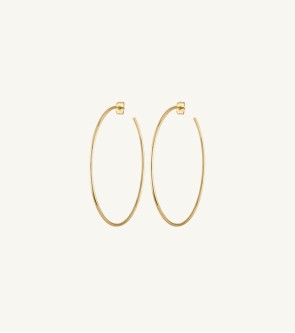 Golden Brass Long Round Earrings